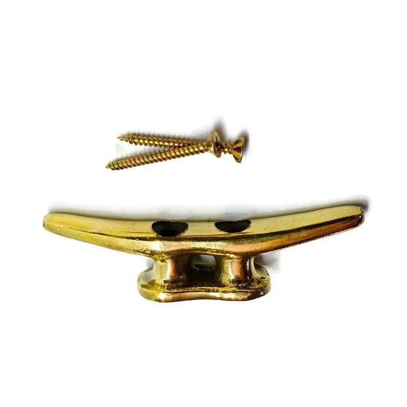 4 brass small Cleat Tie Down Small rustic Hand Cast 10.5cm Rope Solid Heavy 4"