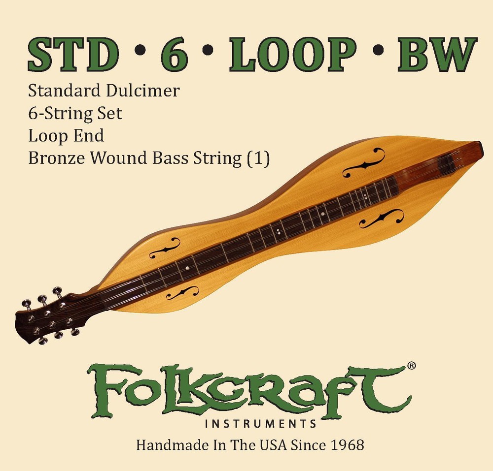 Folkcraft® Mountain Dulcimer String Set, Six String, Loop Ends (.011" .011" .013