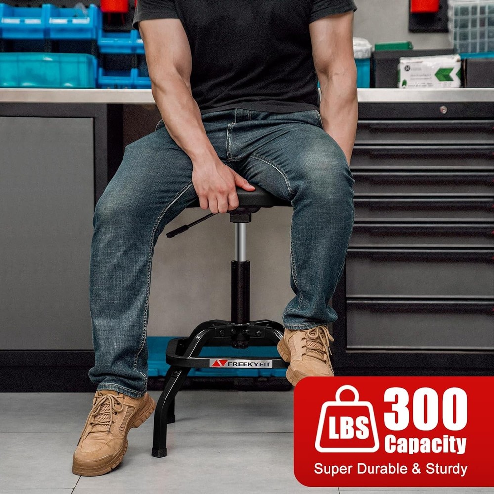 Shop Stool with Backrest Mechanic Garage Padded Workbench Stool for Workshop