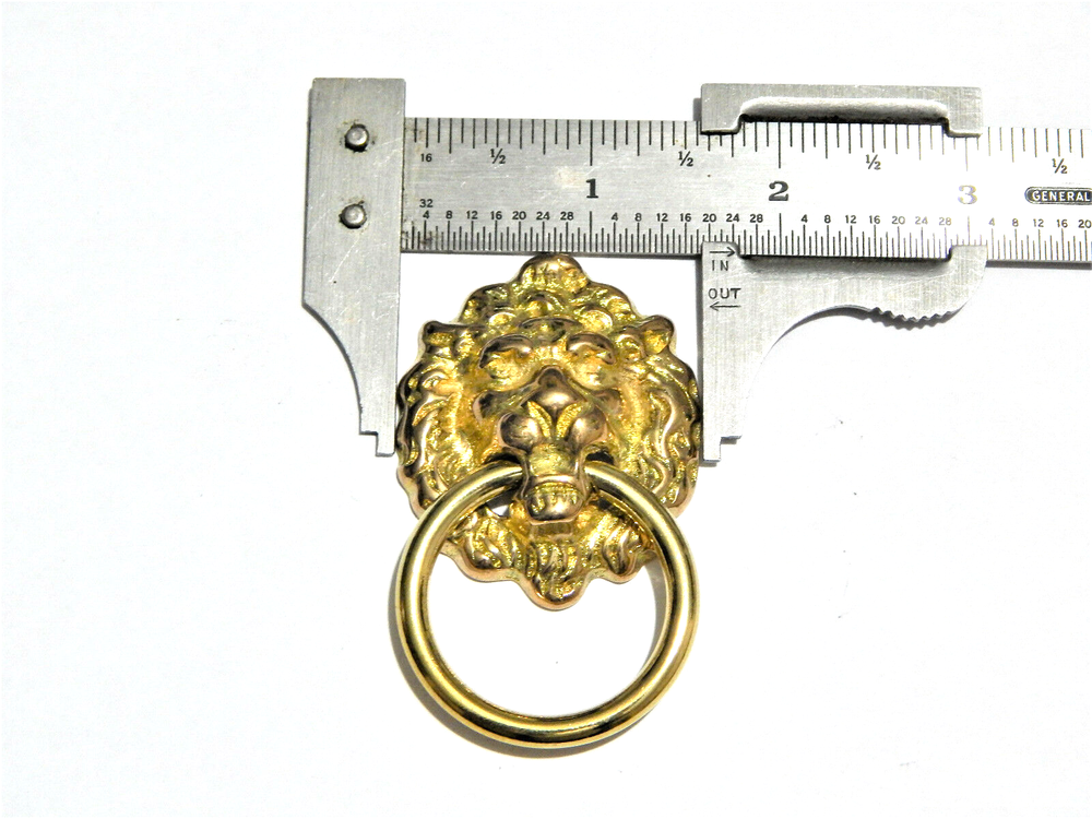 Vintage Drop Ring Drawer Pull Lions Head Solid Brass For and Doors Cabinets