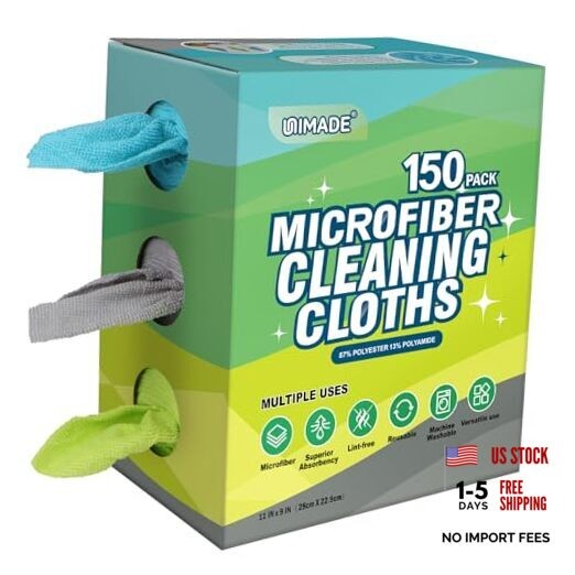 Microfiber Cleaning Cloth Reusable Paper Towels Microfiber 150 Pack Multicolor