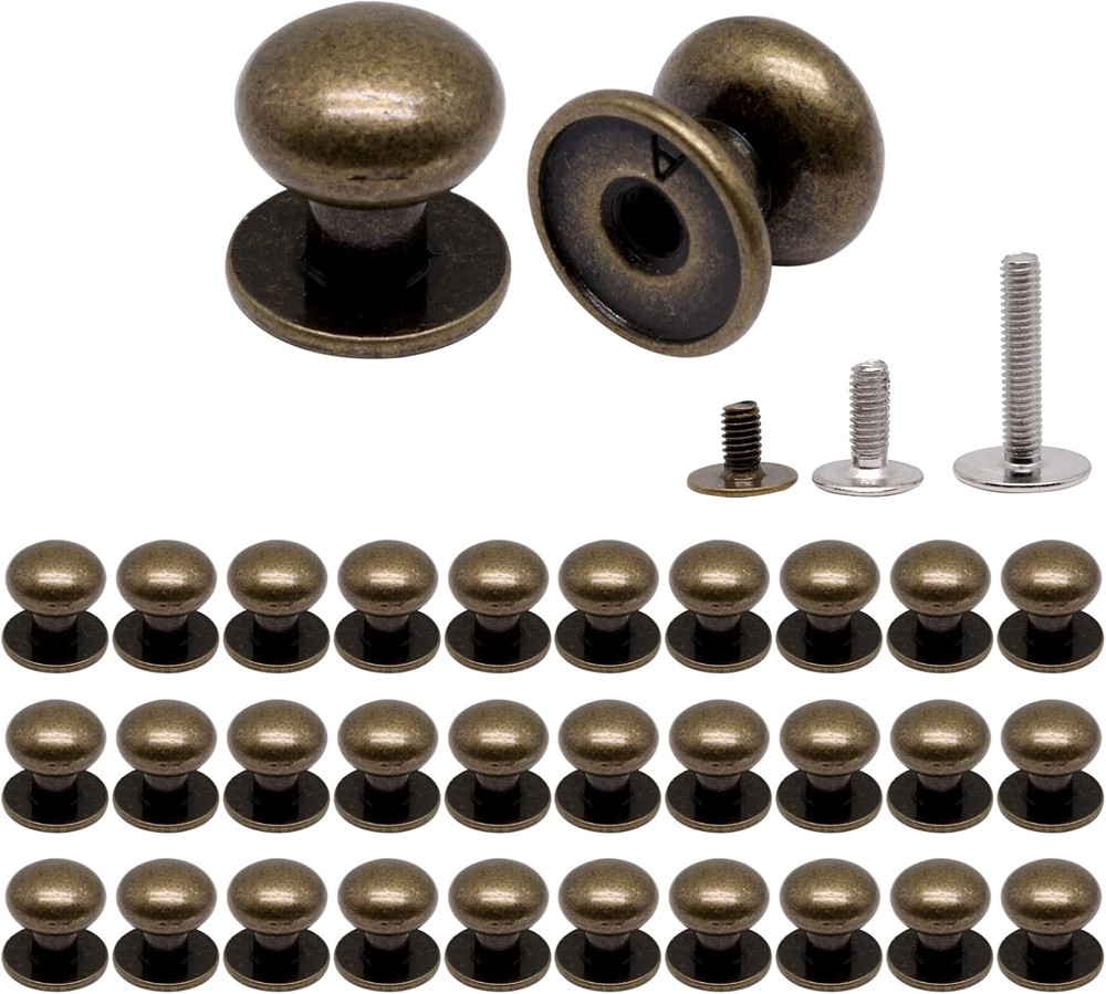 32pcs Mini Drawer Pulls, 0.37inch Small Knobs for Jewelry Box, Metal Round Gold
