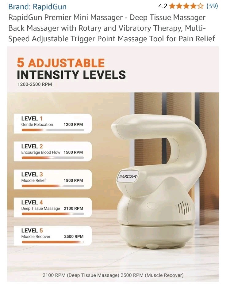 Prime Handheld Mini Therapy Massager - 3D Rotating &Vibrating Deep Tissue Bac...