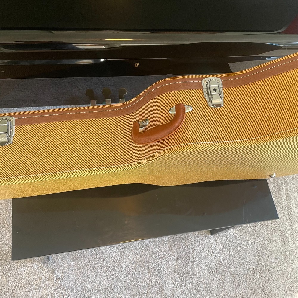 Hard-Shell Lockable Dreadnought Acoustic Guitar Case with Black Plush Interior