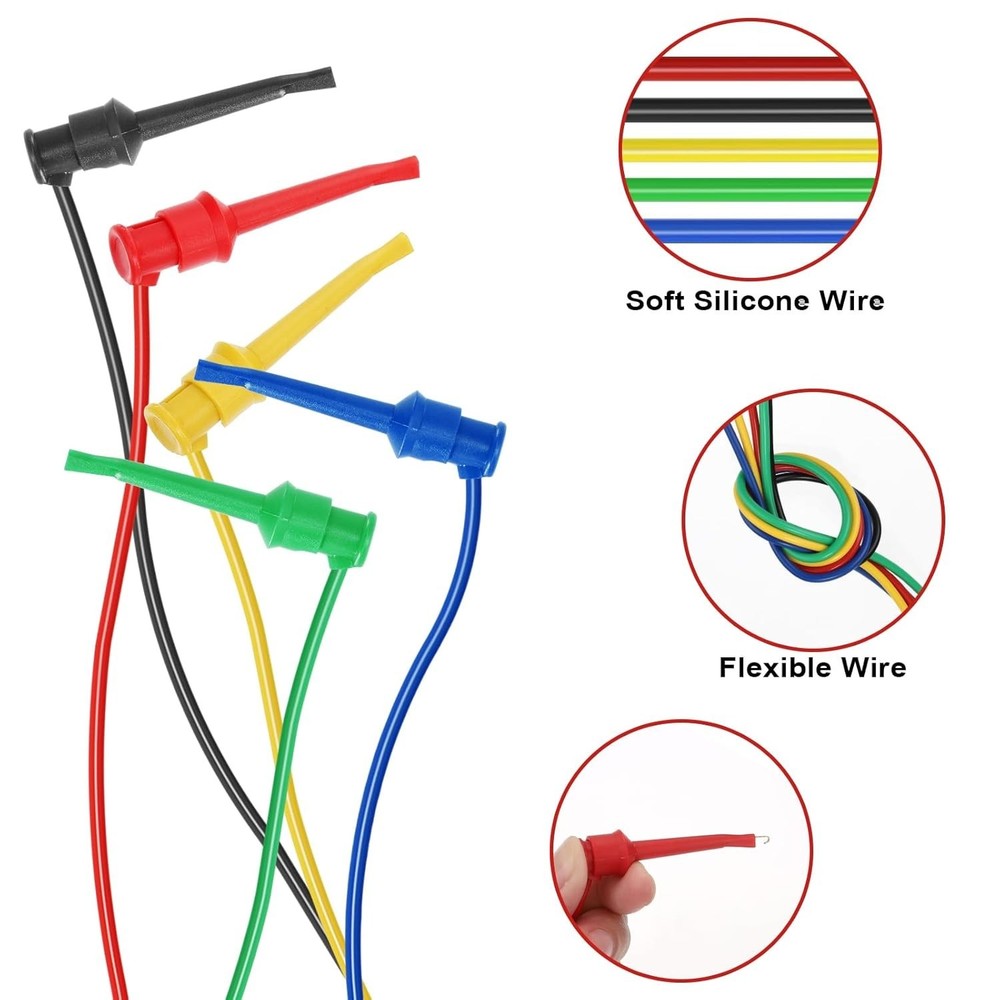 Multimeter Lead Set - 5Pcs Stackable Banana Plug to Hook Wire Cable Ki