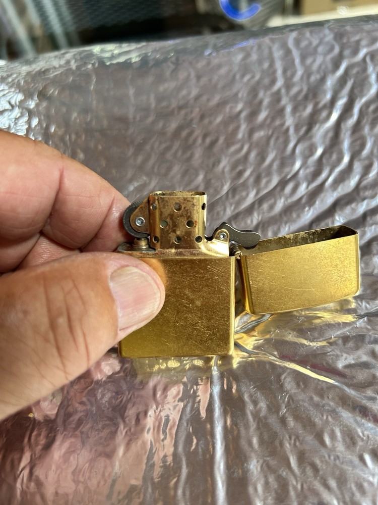 Leather Camel Cigarette Pouch With Zippo 04 Solid Brass Lighter