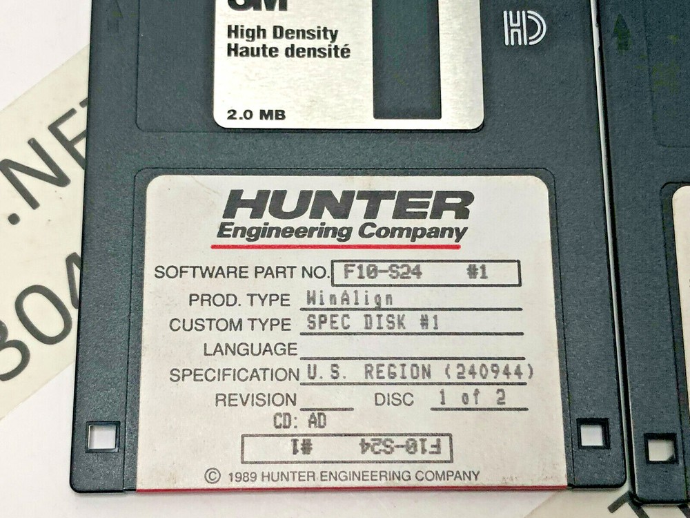 Hunter F10-S24 WinAlign Alignment 2 Floppy Disk Software P432