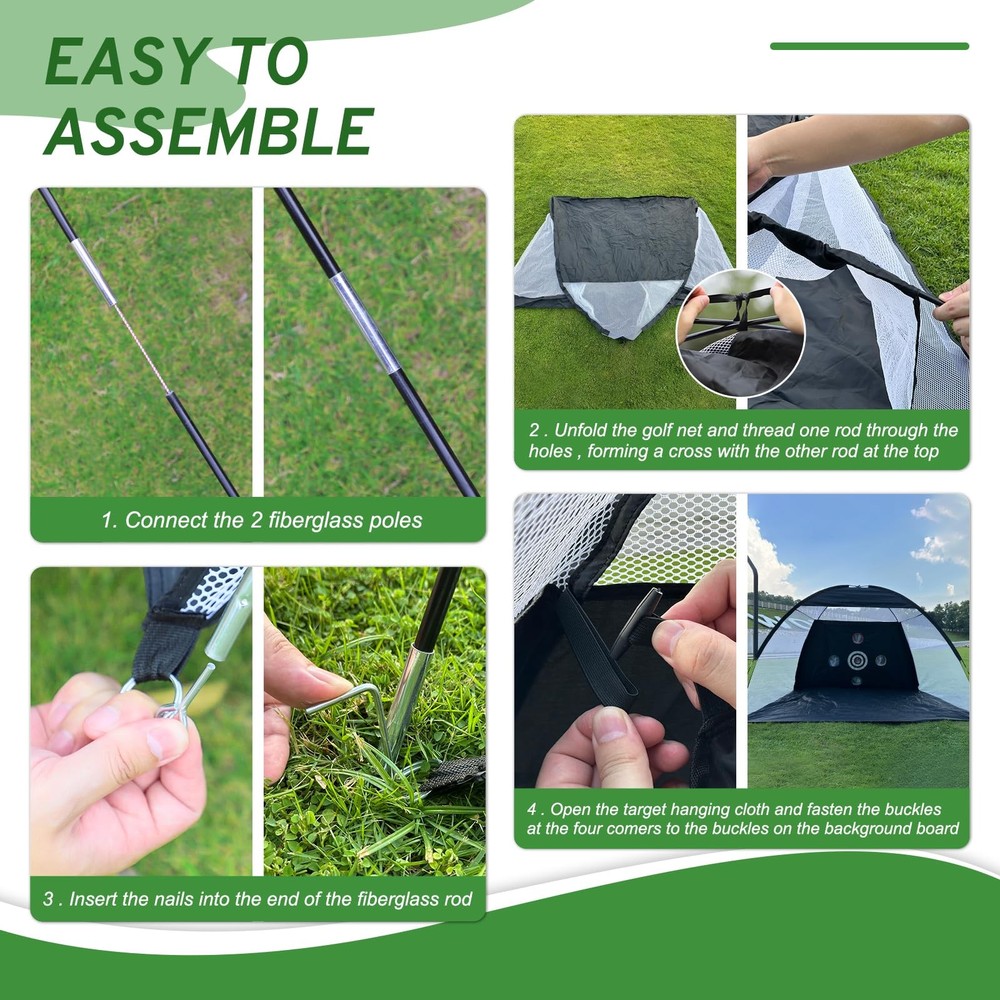 Golf Net, Practice Net with Hitting Mat, Backyard Driving & Chipping, Black