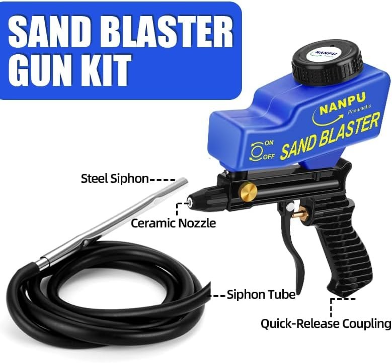 Sand Blaster Gun Kit – Portable Sandblaster for Air Compressor – Rust Removal &