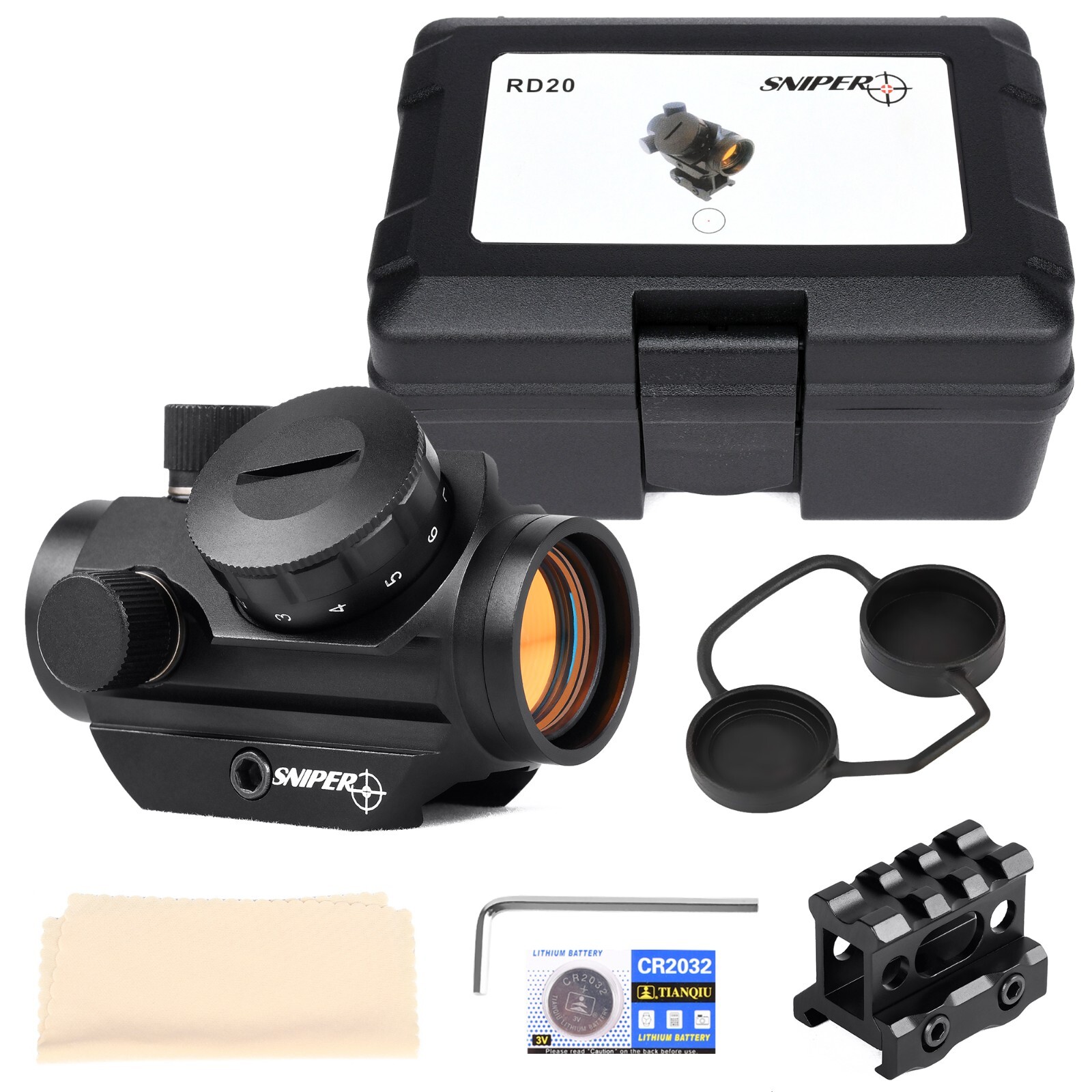 Sniper Micro Red Dot Sight 2 MOA 1x25mm Reflex Sight with 1'' Inch Riser Mount