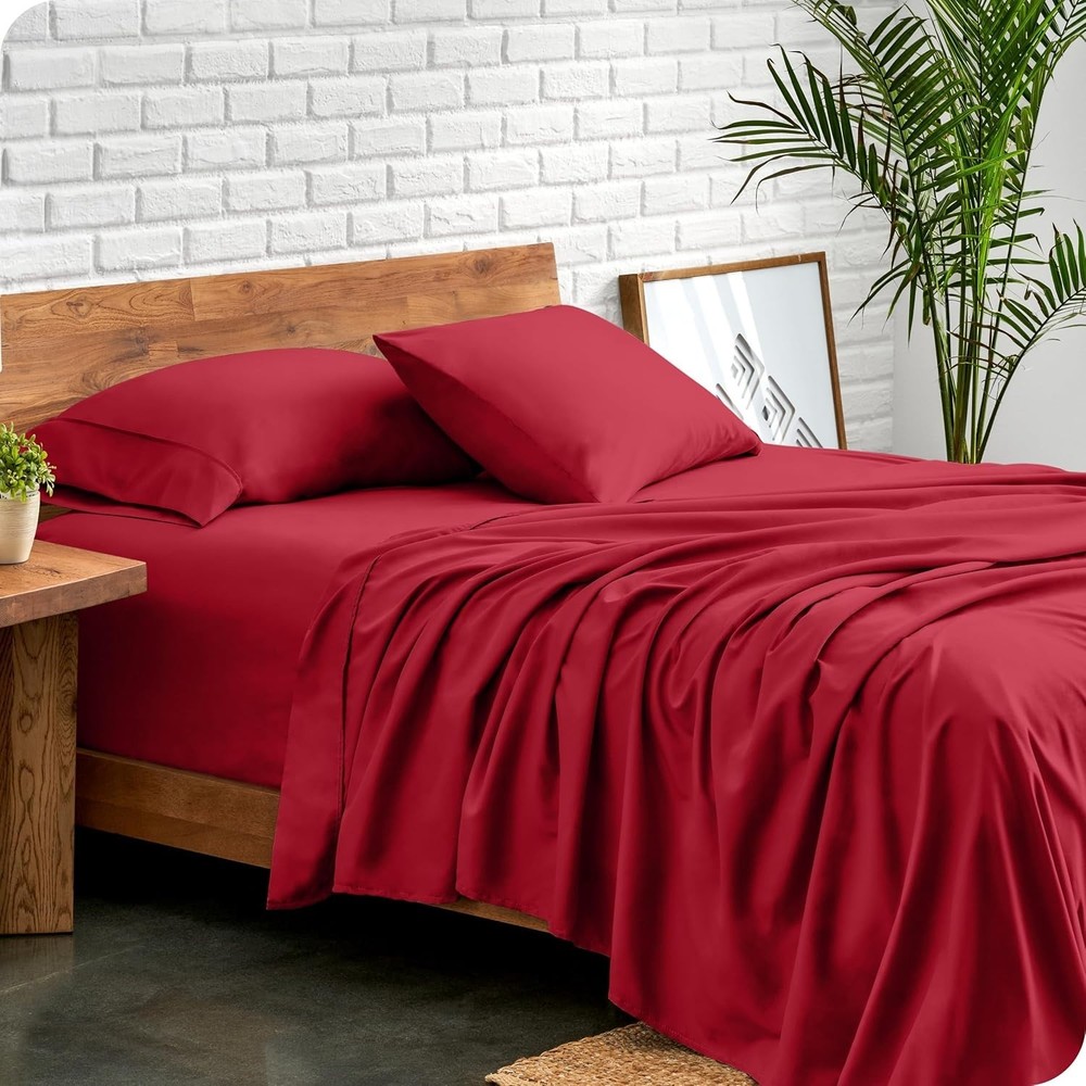 Deep Pocket Queen Bed Sheets - 1800 Thread Count Microfiber - Luxurious Red