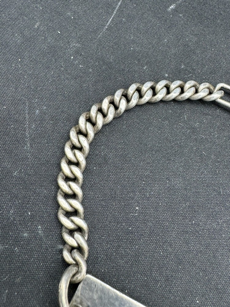 WWII STERLING SILVER ENAMEL ID BRACELET