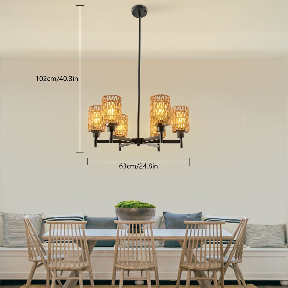Modern Ceiling Light Chandelier 6-Head Pendant Lighting Ceiling Dimmable