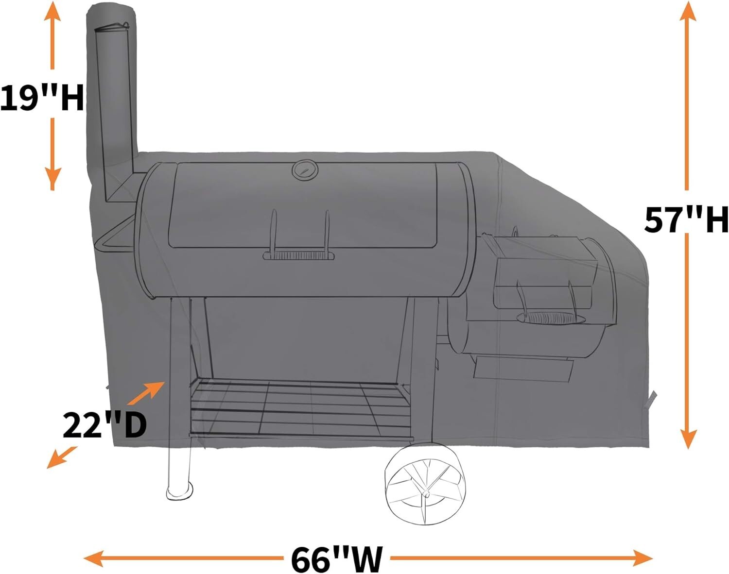iCOVER 66 Inch BBQ Barbecue Smoker Cover，600D patio outdoor Canvas offset