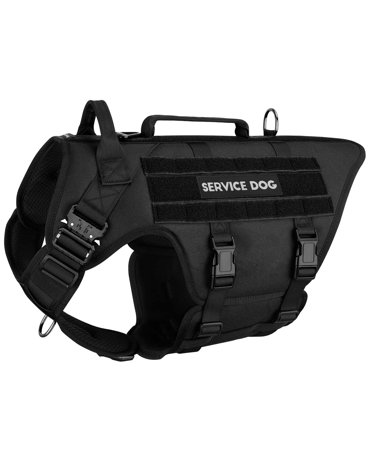 PETNANNY Tactical Service Dog Harness with Reflective Patches - Black (XL)
