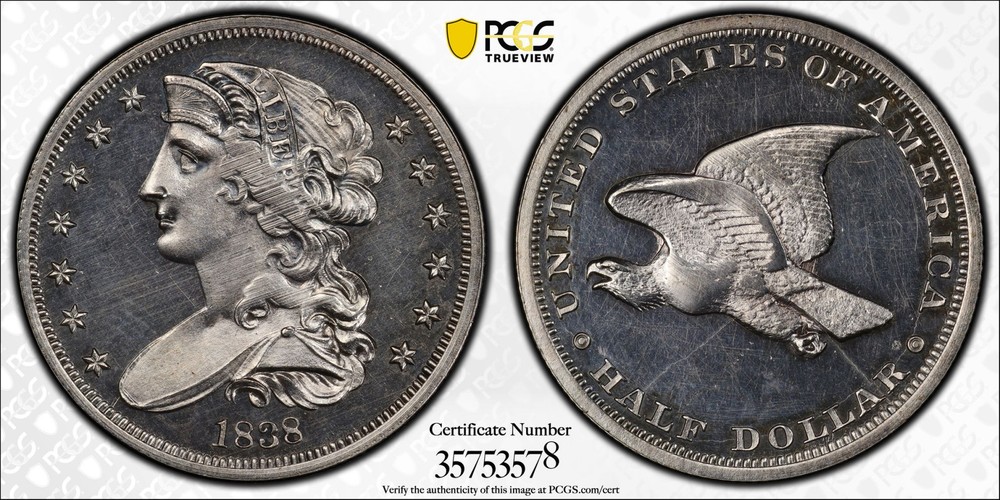 1838 P Pattern PCGS PR-63 J-73 Restrike Half Dollar Proof