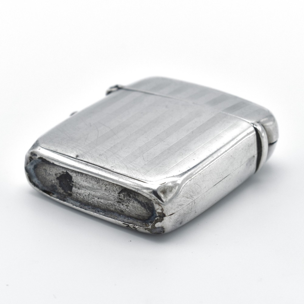 Antique Solid Silver Large Vesta Case Match Safe 1915 By Asprey