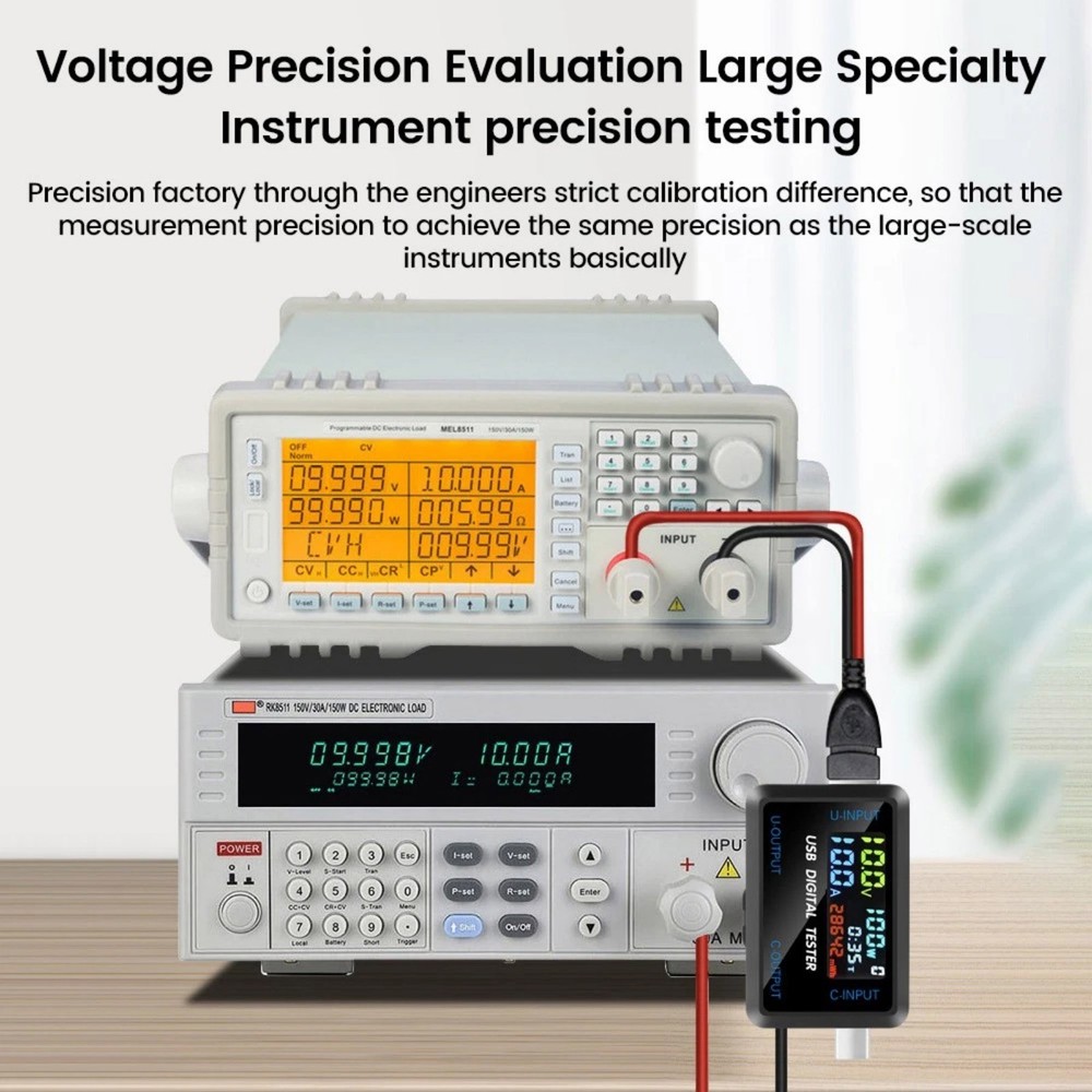 Replacement USB Type C Voltmeter Ammeter with Timing Function Power Monitor