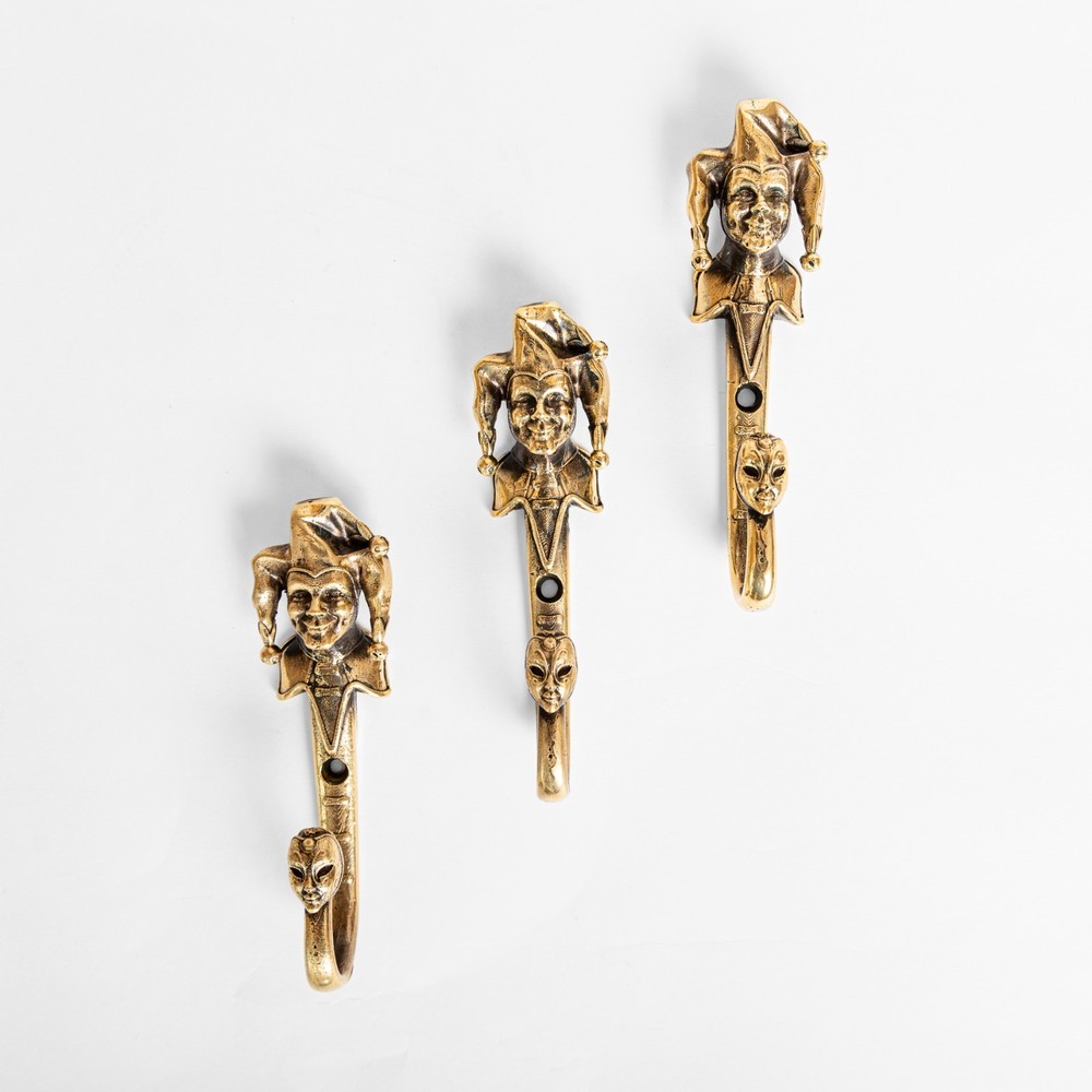 Brass Jester Wall Hook – Handmade Joker Hook, Medieval Solid Brass Decor