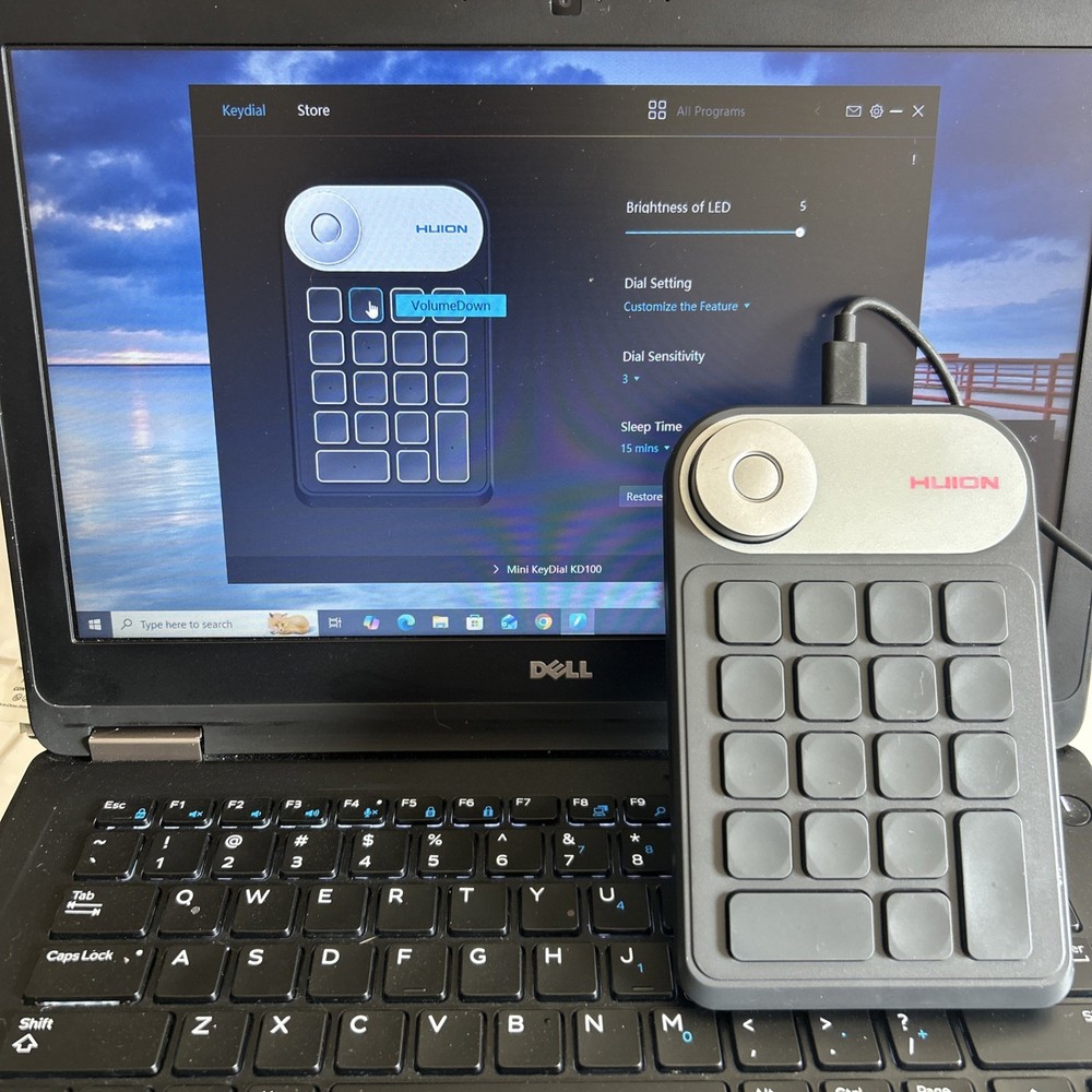 Huion Mini Keydial KD100 Shortcut Controller Dial Keyboard Tested Working