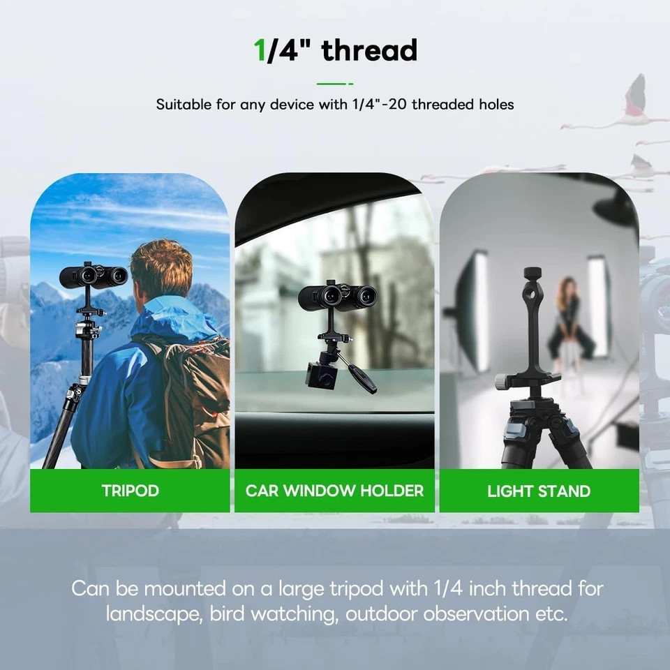 FANAUE S2-01 Binocular Tripod Adapter with 1/4-20" Thread Compatible black