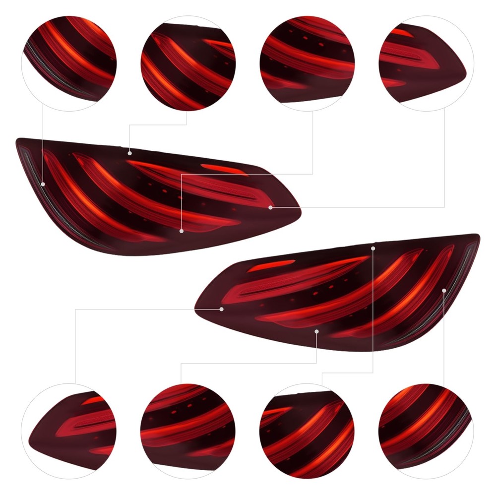 Tail Lights for 2014-2016 S-Class W222 Left Right Black Red LED Sequential