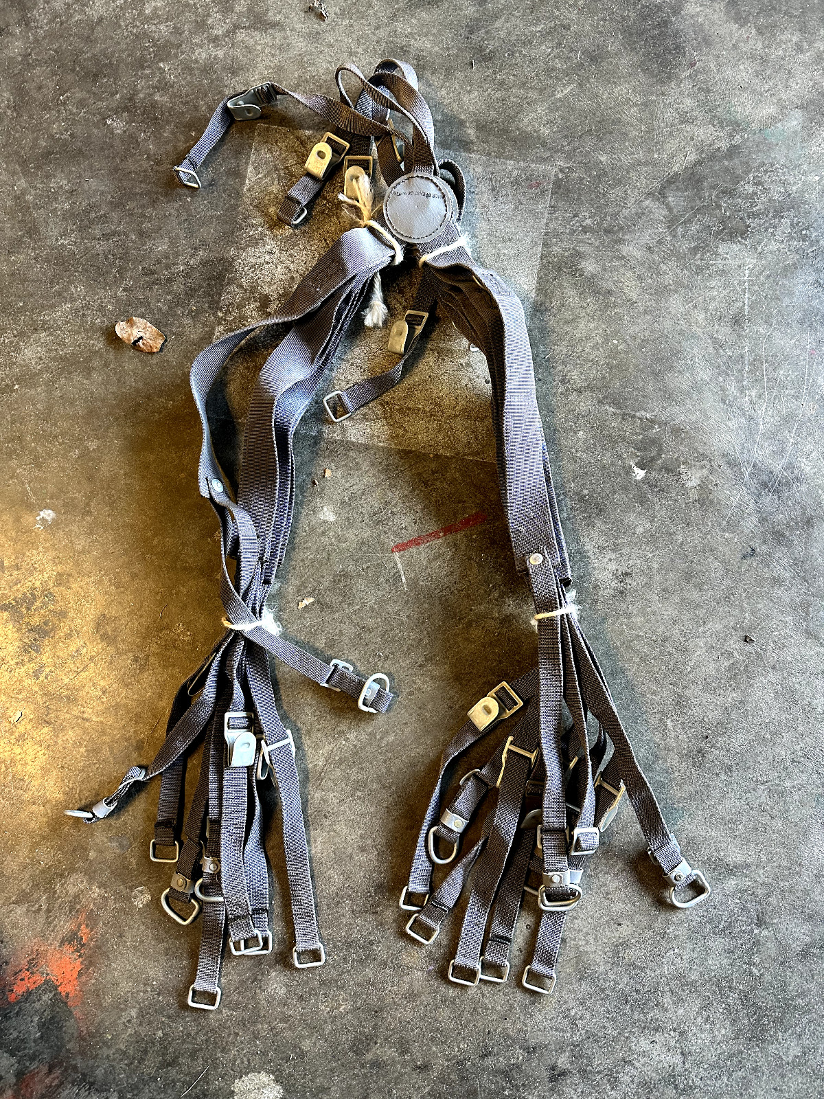 LOT OF 5 Vintage East German Gray Suspenders Uniform Y Straps NVA Authentic