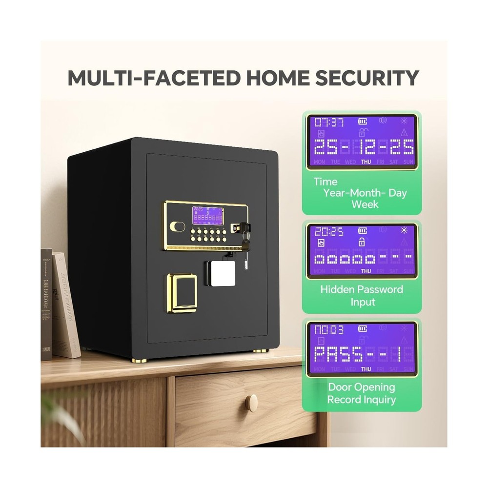 Security Safe with Digital Keypad & Alarm System - Electronic Lock Box for Je...
