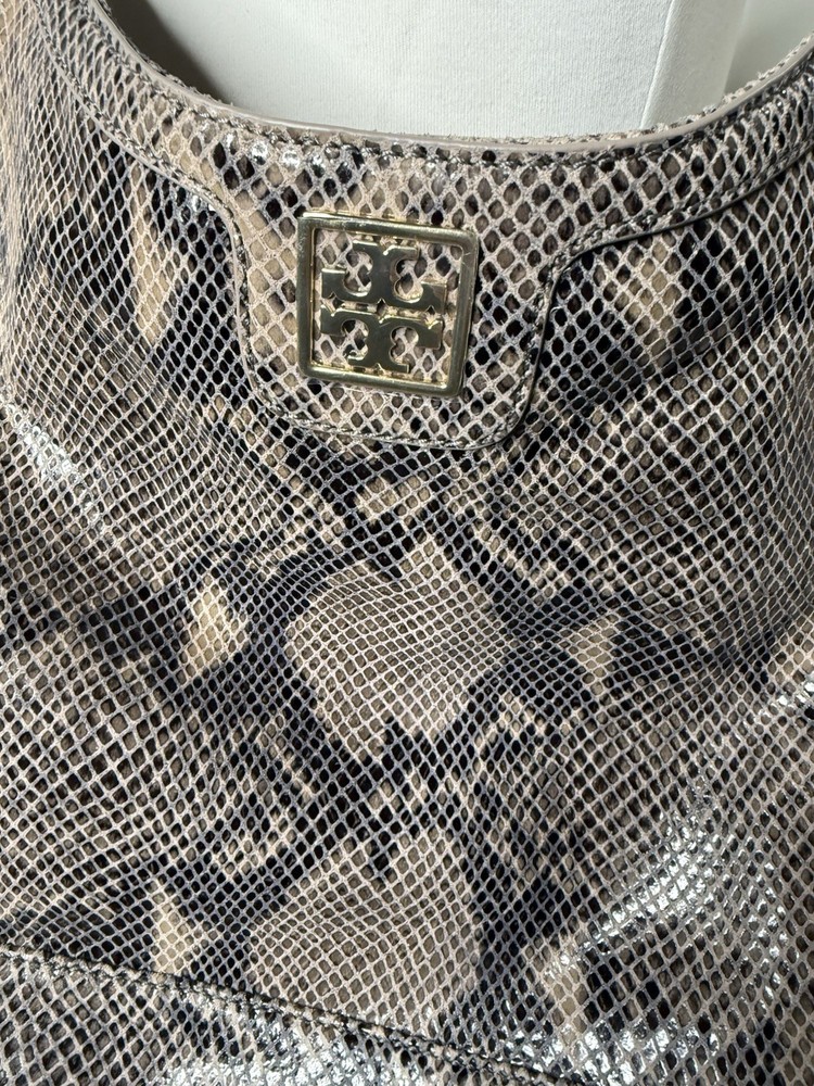 NWT $550+ Tory Burch CATALINA Natural Python Logo HOBO Bag Expandable