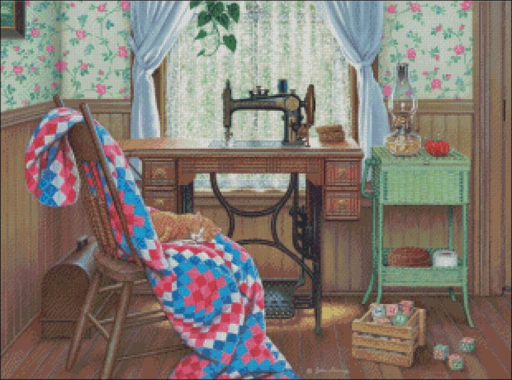 Sewing Corner-Counted Cross Stitch Patterns* Charts Needlework Crafts DIY