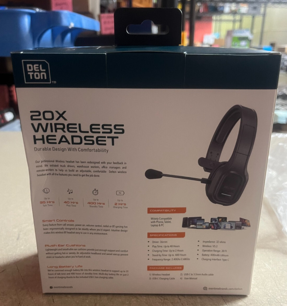 Delton 20X Wireless Computer Headset, DBTHEAD20X