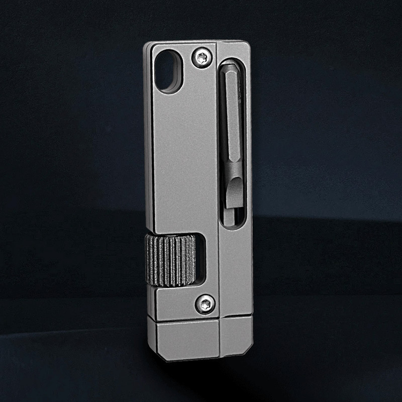 Titanium Mini Multi Tools Adjustable Wrench Pocket Pry Bar Crowbar Bits EDC Tool