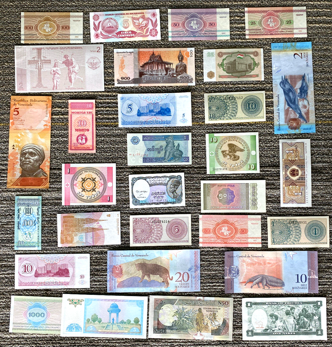 30 DIFFERENT Banknotes UNC Crisp Currency Foreign World Paper Money
