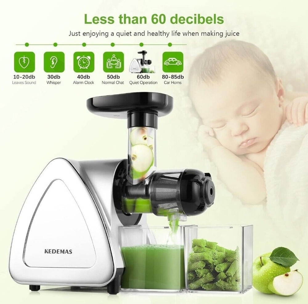 Portable Hand Juicer, Juicer Machines with Reverse Function, Cold press, Silver