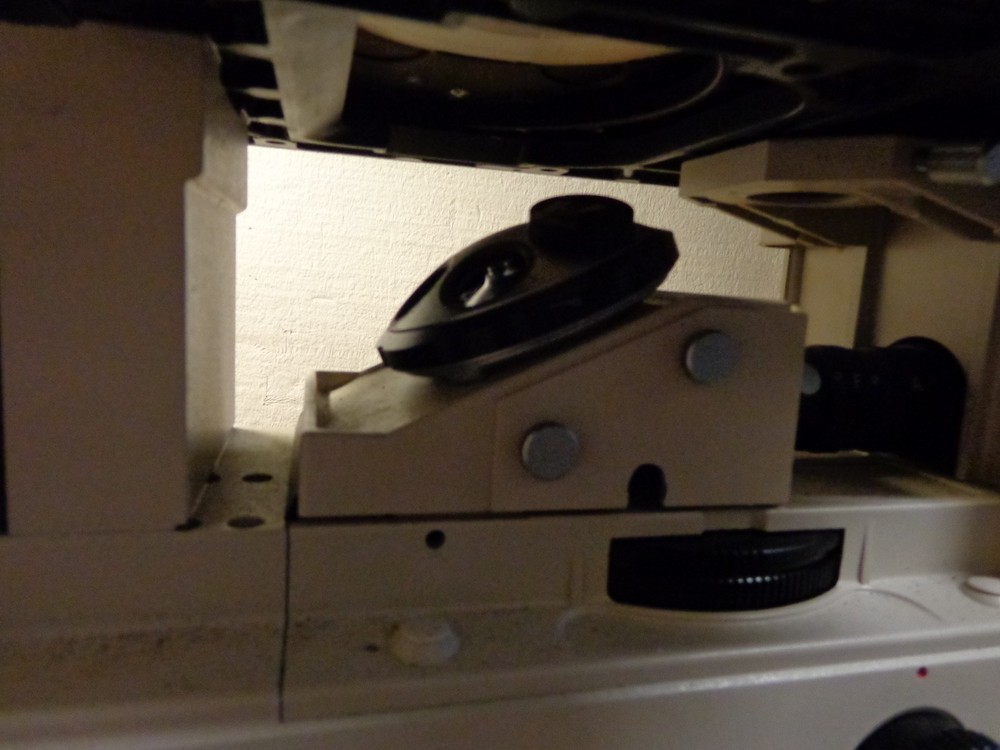 Olympus IMT-2 Inverted Microscope Stand Base with Binocular Head Stage w/Light