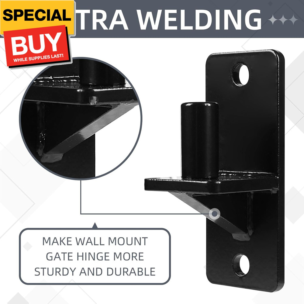 Wall Mount Gate Hinges, Black Farm Gate Hinge, 4 Pack Chain Link Fence Gate Hing