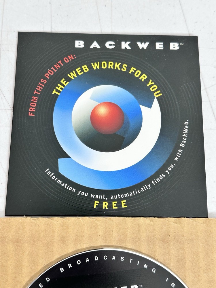 RARE Vtg 1996/97 BackWeb Technologies CD-ROM Push Tech Internet Client Win95 NT