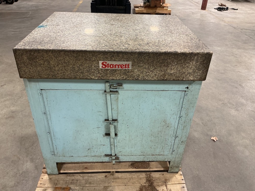 STARRETT SURFACE PLATE, 36 X 30, AND CABINET