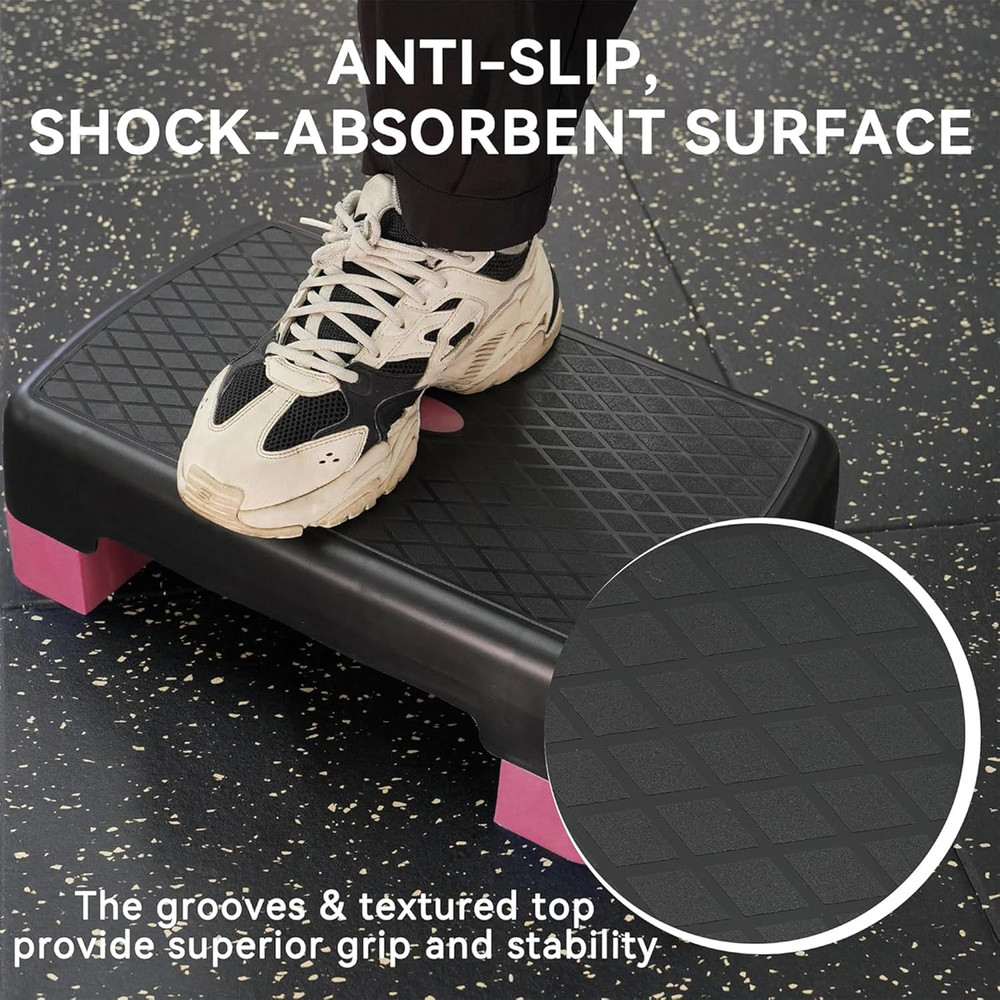 Aerobic Step Platform Trainer with Adjustable 2-Level Risers, 400 Pound Weight C