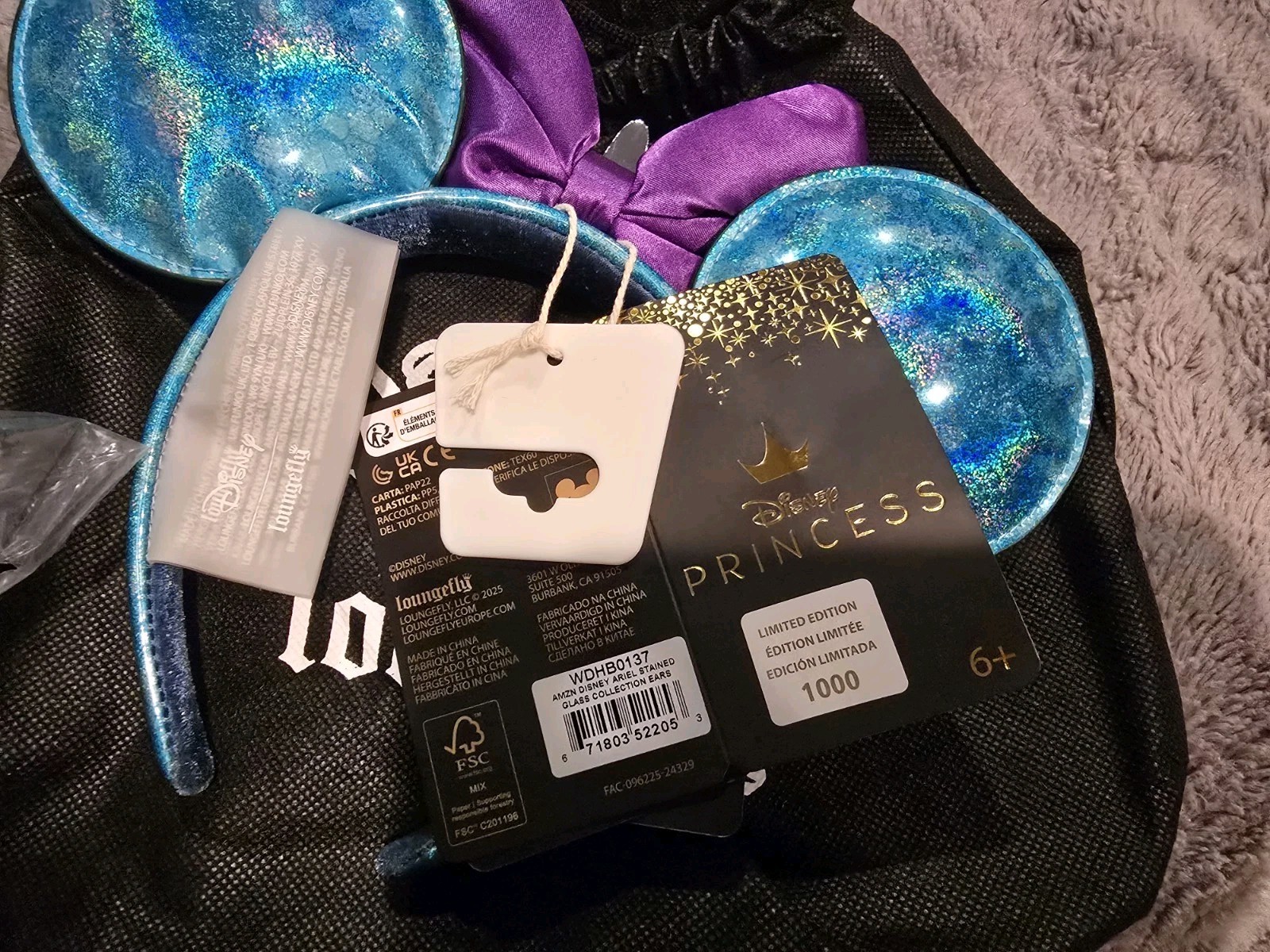 Loungefly Disney Princess Ariel Stained Glass Backpack and Ears Set