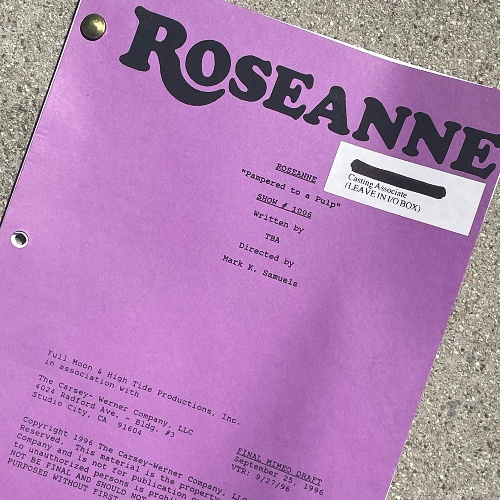 Roseanne Original 1996 Production Used Final Draft Script Goodman Barr Metcalf