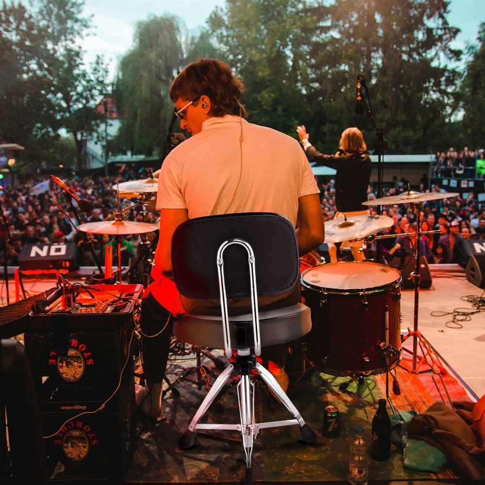 Drum Throne with Backrest, Height Adjustable Seat Drum Stool,5A Drumstick