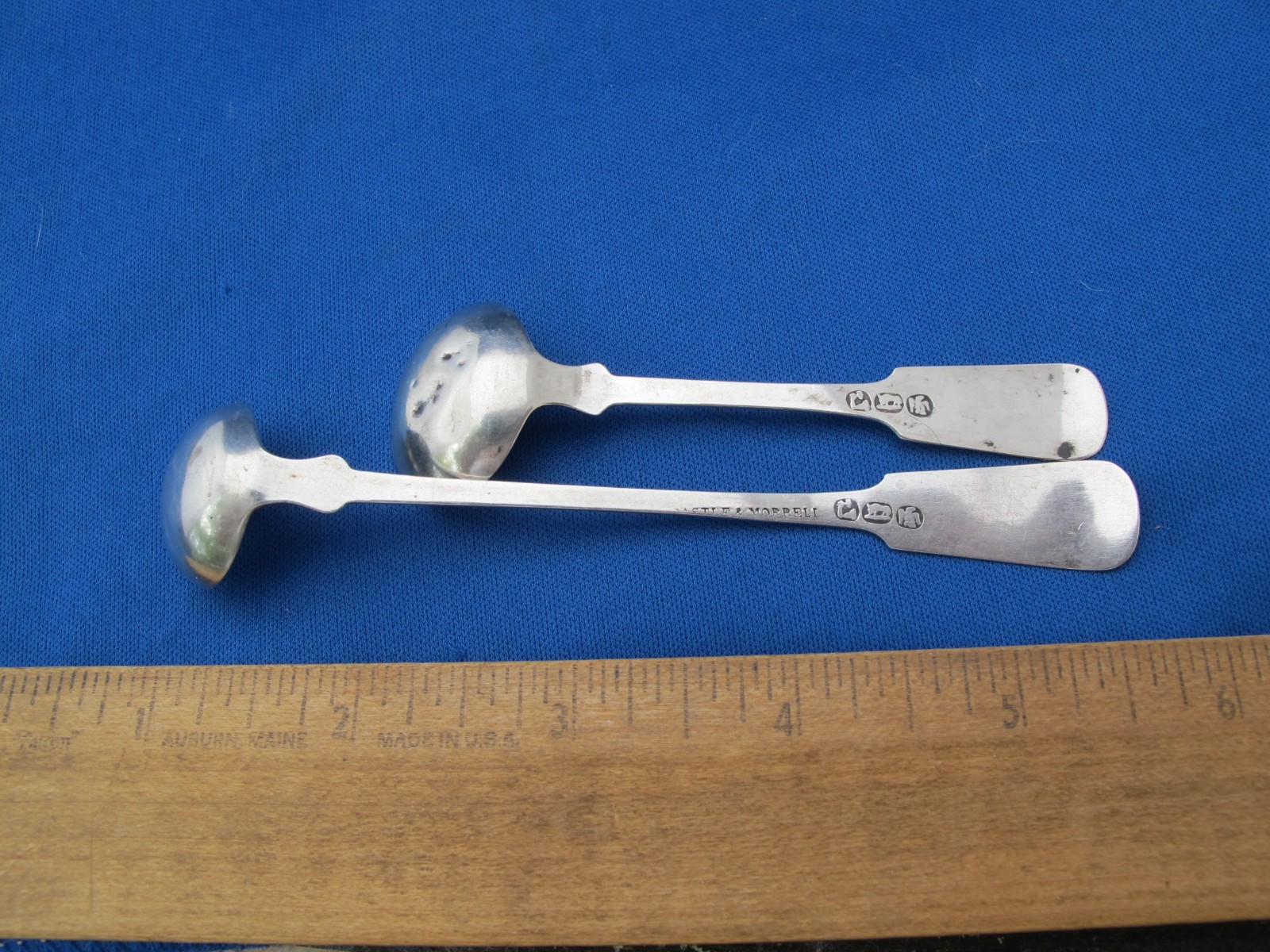 NEW YORK Coin MUSTARD LADLE & SALT SPOON-J S Putnam for CASTLE & MORRELL-BUFFALO