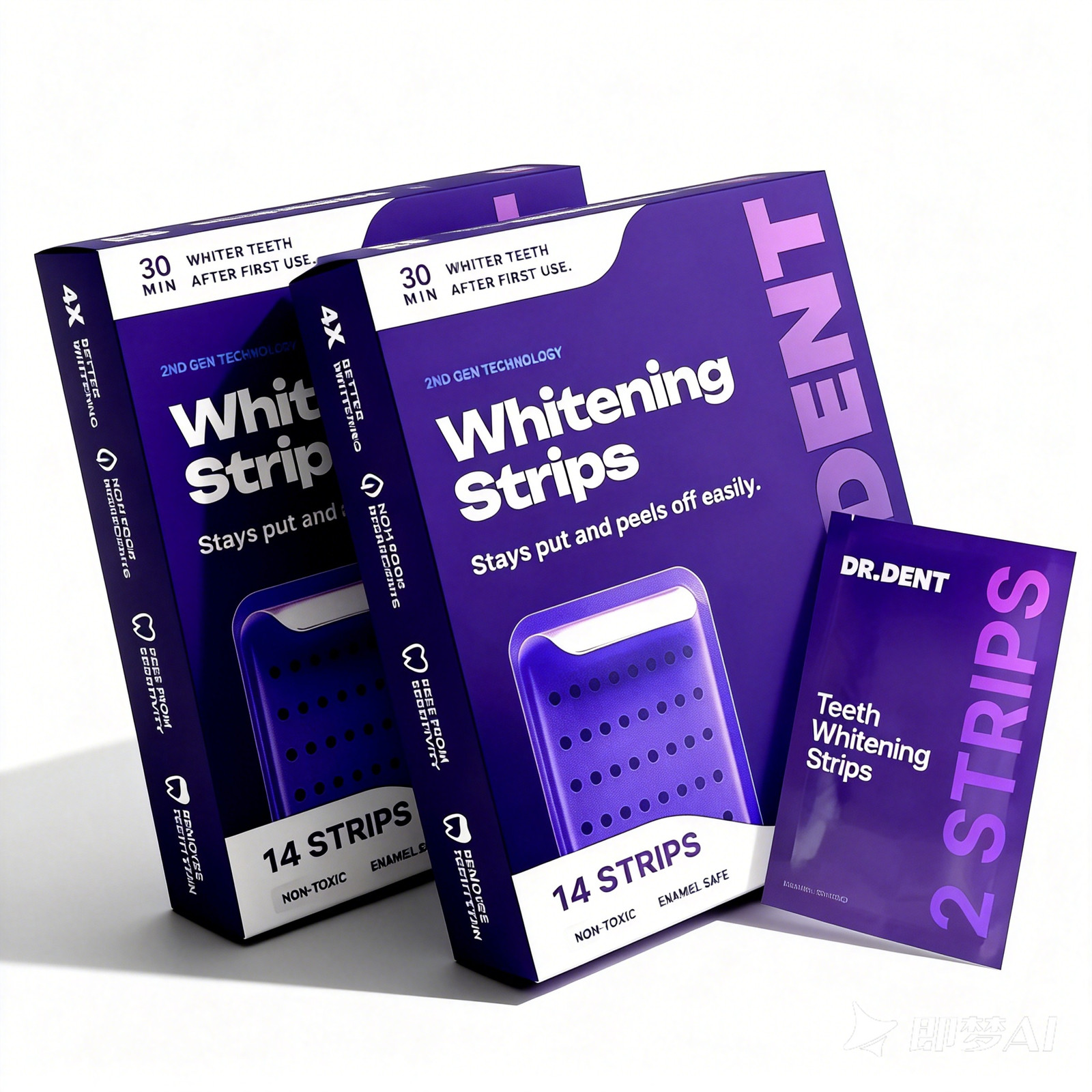 DR.DENT Purple Teeth Whitening Strips – Peroxide Free, 14 Count