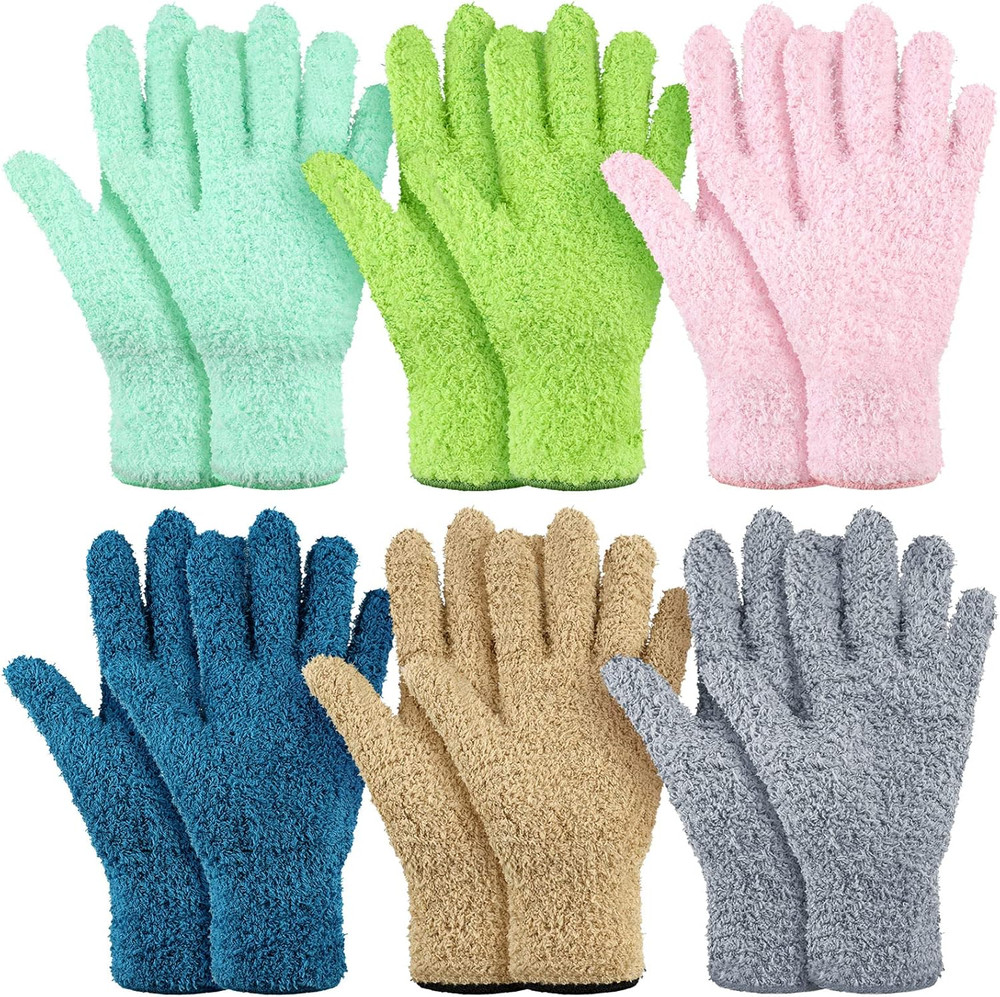 6 Pairs Microfiber Dusting Gloves, Dusting Cleaning Gloves Microfiber Gloves for