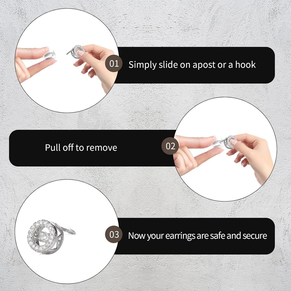 6 Styles Silicone Earring Backs for Studs, 600 Pcs Clear Soft Earring Backings