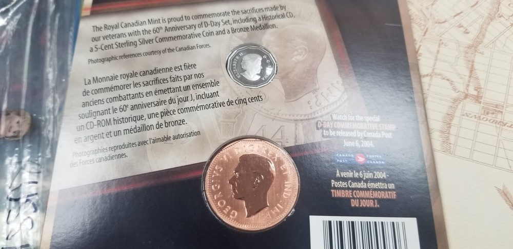 Canada D DAY WWII Victory Set With Rare Silver 5 Cent.