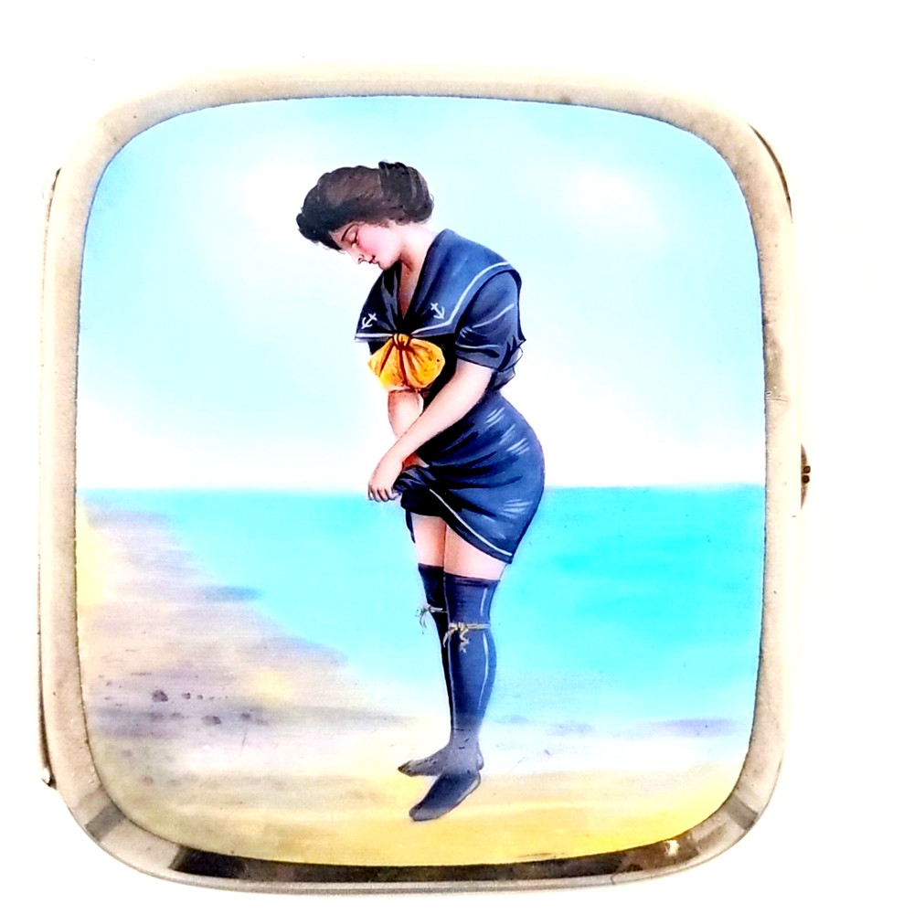Charming Silver Cigarette Case with Fine Enamelled Scene