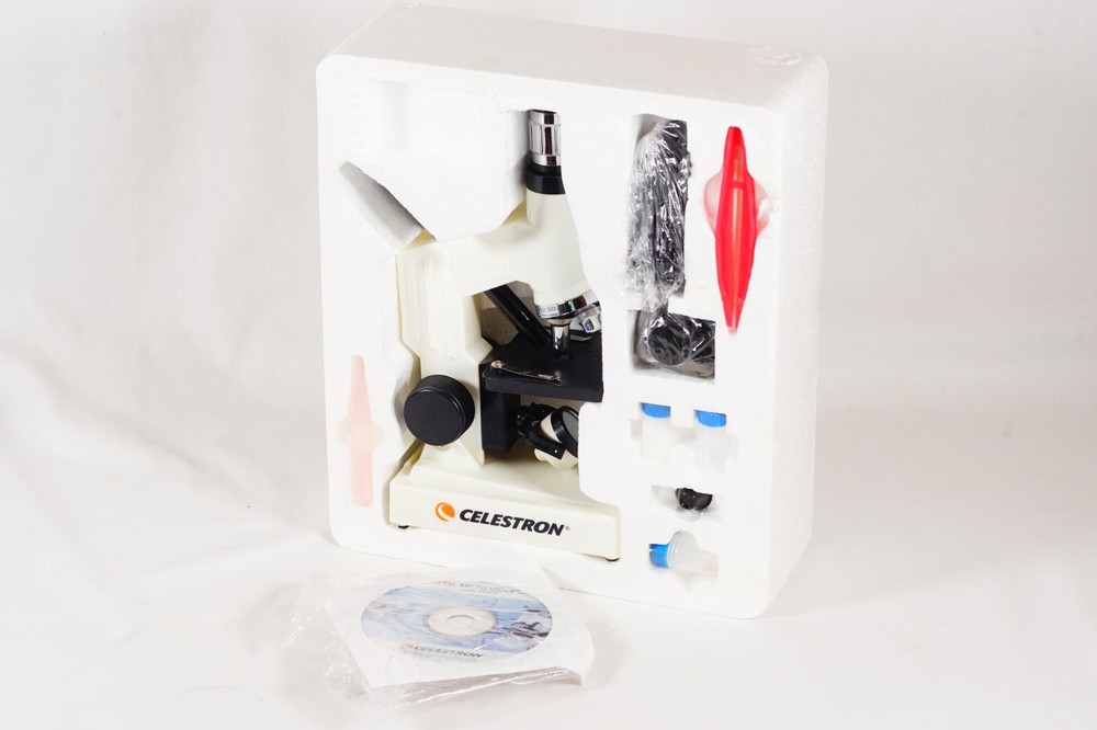 CELESTRON Digital Microscope Kit #44320 Beginners Microscope 40X-600X Open Box