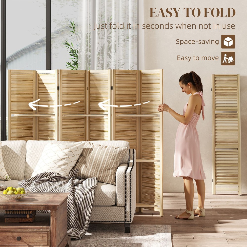 Room Divider Screen Solid Wood Structure with Clean Finish Blinds Style